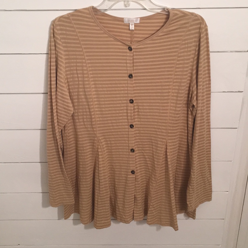Heartstring Striped Button-Front Top